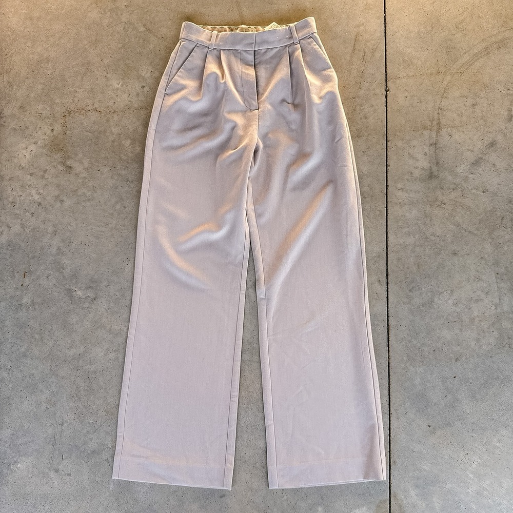 Abercrombie & Fitch Sloane Tailored Wide Leg Pants Beige Pleated High Rise 27 4L